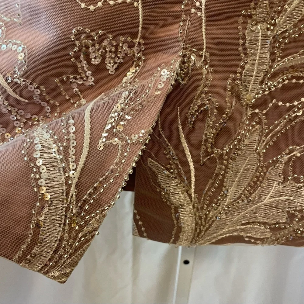 NWT Azazie "Zinnia" Bridesmaid Party Formal Embroidered Sequence Midi Dress Sz 6 - Picture 11 of 11